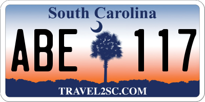 SC license plate ABE117