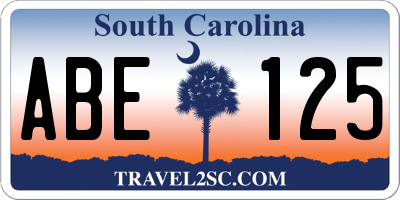 SC license plate ABE125