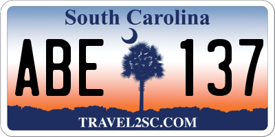 SC license plate ABE137