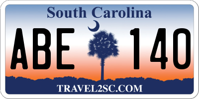 SC license plate ABE140