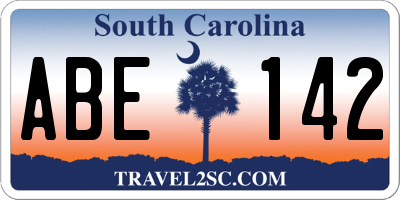 SC license plate ABE142