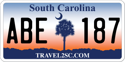 SC license plate ABE187