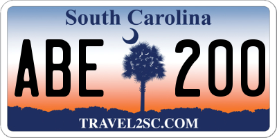 SC license plate ABE200