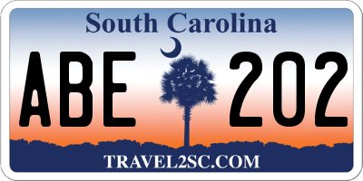 SC license plate ABE202