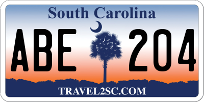 SC license plate ABE204