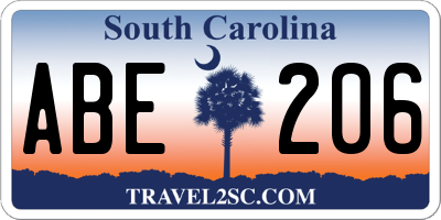 SC license plate ABE206