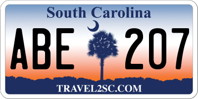 SC license plate ABE207