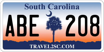 SC license plate ABE208