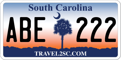 SC license plate ABE222