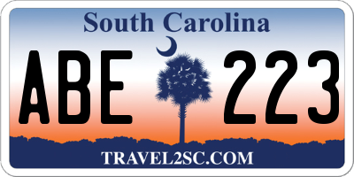 SC license plate ABE223