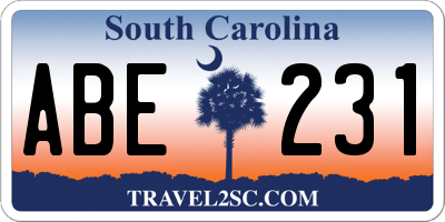 SC license plate ABE231