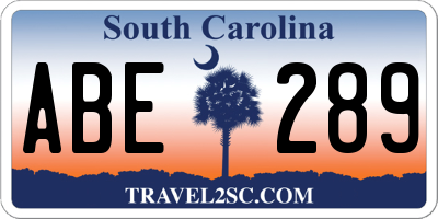 SC license plate ABE289