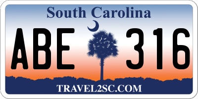SC license plate ABE316
