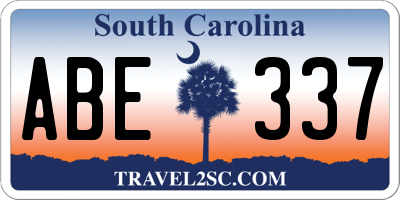 SC license plate ABE337