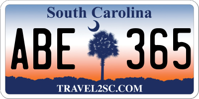 SC license plate ABE365