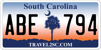 SC license plate ABE794