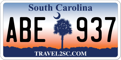 SC license plate ABE937