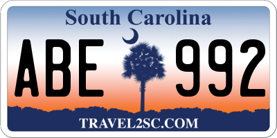 SC license plate ABE992