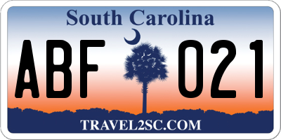 SC license plate ABF021