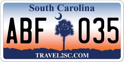 SC license plate ABF035