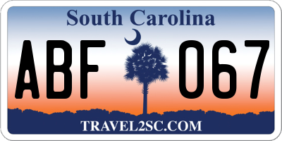SC license plate ABF067