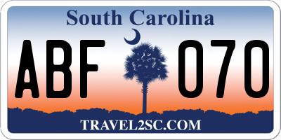 SC license plate ABF070