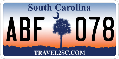 SC license plate ABF078