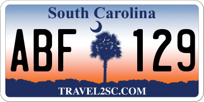 SC license plate ABF129