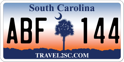 SC license plate ABF144