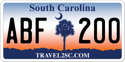 SC license plate ABF200