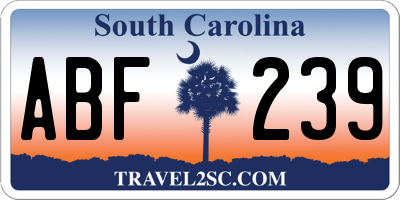 SC license plate ABF239