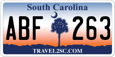 SC license plate ABF263