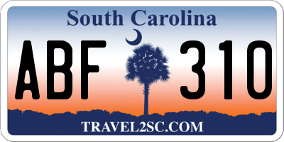 SC license plate ABF310