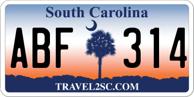 SC license plate ABF314
