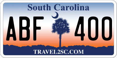 SC license plate ABF400