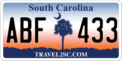 SC license plate ABF433