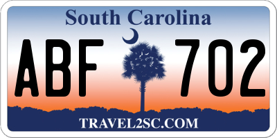 SC license plate ABF702