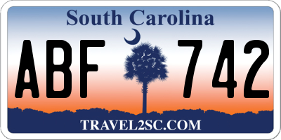 SC license plate ABF742