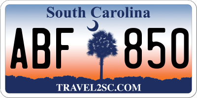 SC license plate ABF850