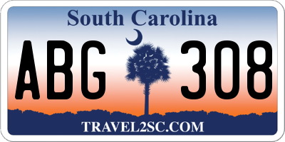 SC license plate ABG308