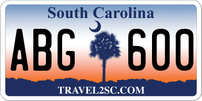 SC license plate ABG600