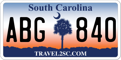 SC license plate ABG840