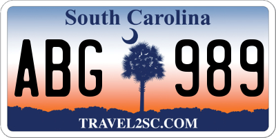 SC license plate ABG989