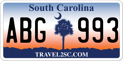 SC license plate ABG993
