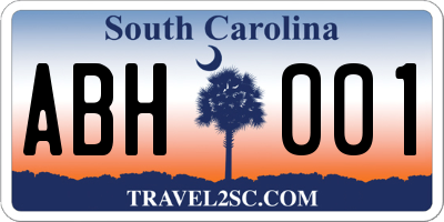 SC license plate ABH001