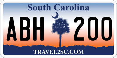 SC license plate ABH200