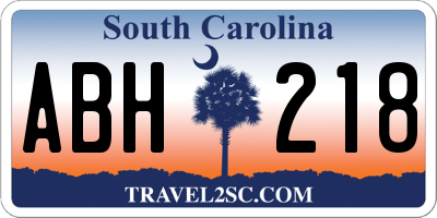 SC license plate ABH218
