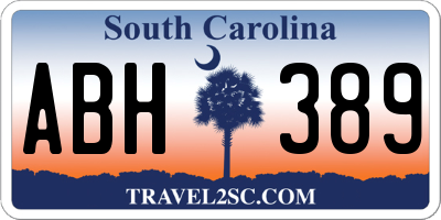 SC license plate ABH389