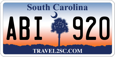 SC license plate ABI920