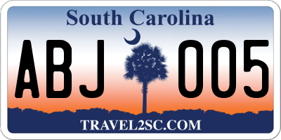 SC license plate ABJ005